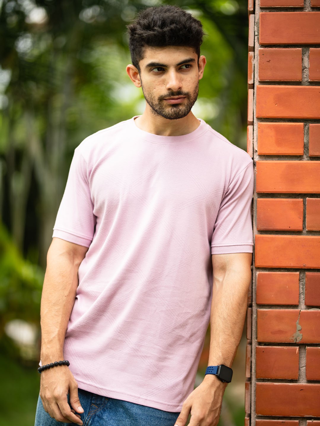 

Hidden Loops Men Solid Round Neck Cotton Muscle Fit T-shirt, Lavender