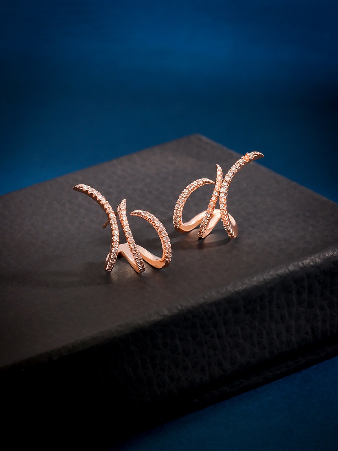 

Yellow Chimes Rose Gold-Plated Contemporary Artificial Stones Studs Earrings