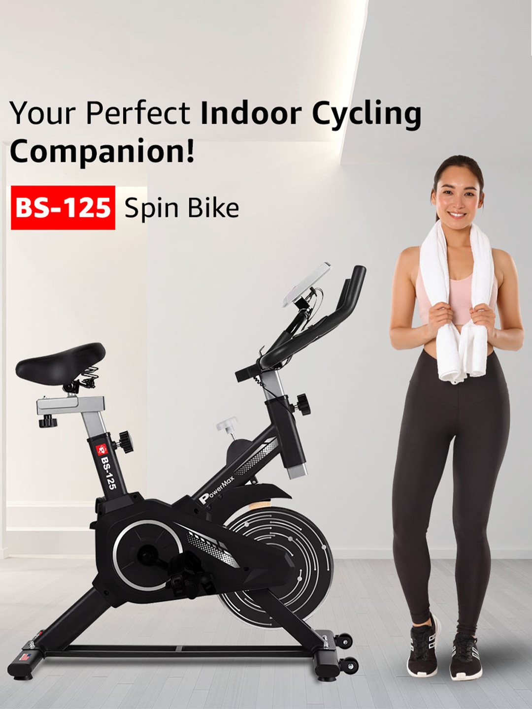 

PowerMax Fitness BS-125 Spin Exercise Bike, Black