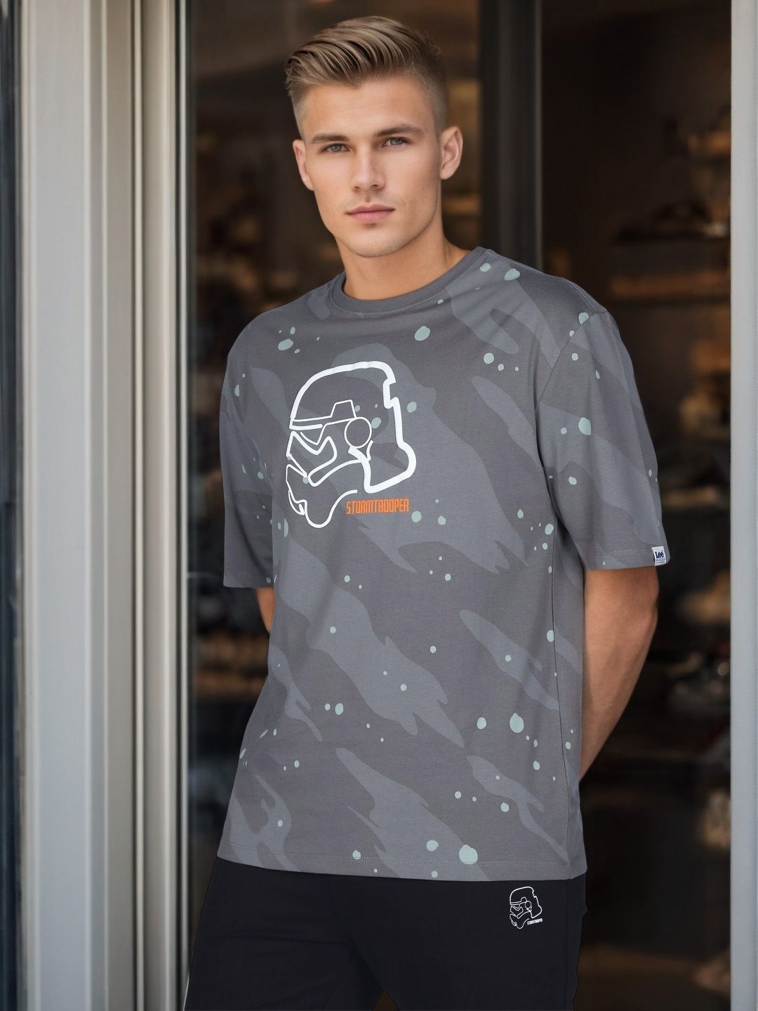 

Lee X Stormtrooper Graphic Print Grey Crew Neck Tshirt