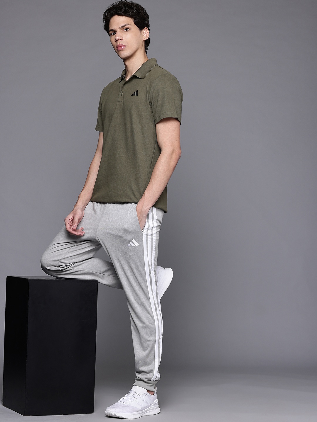 

ADIDAS Men Tr Mel Pt Side Stripes Joggers, Grey