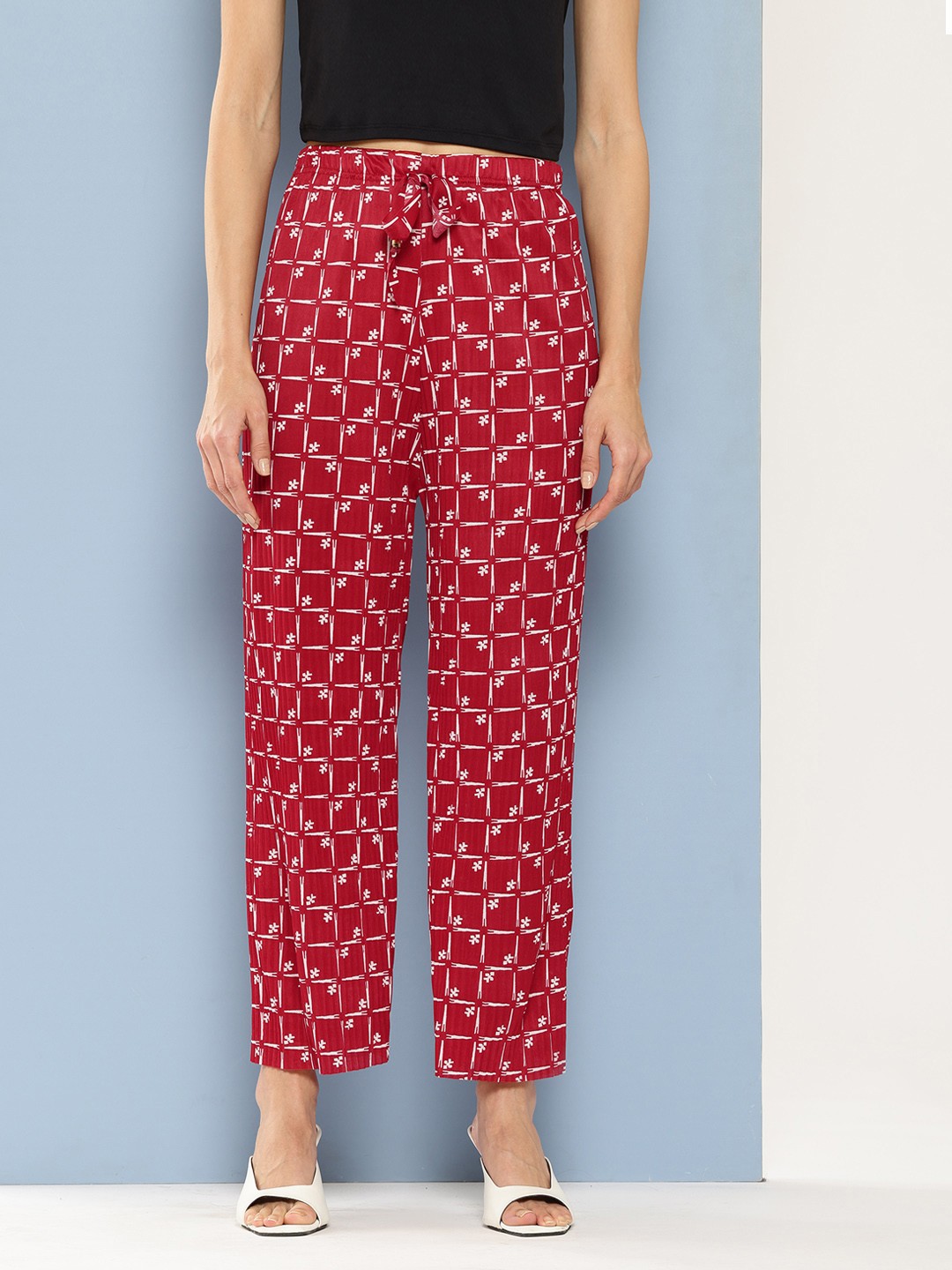 

Aarika Women Geometric Printed Palazzos, Maroon