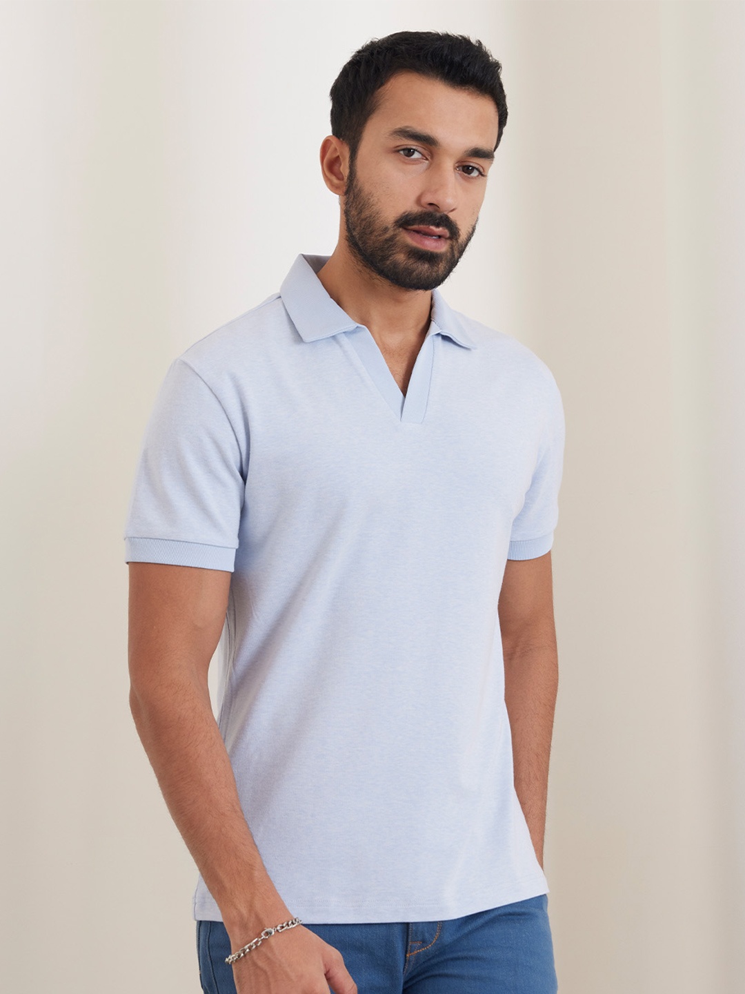 

Bombay Shirt Company Men Solid Polo Collar T-shirt, Blue