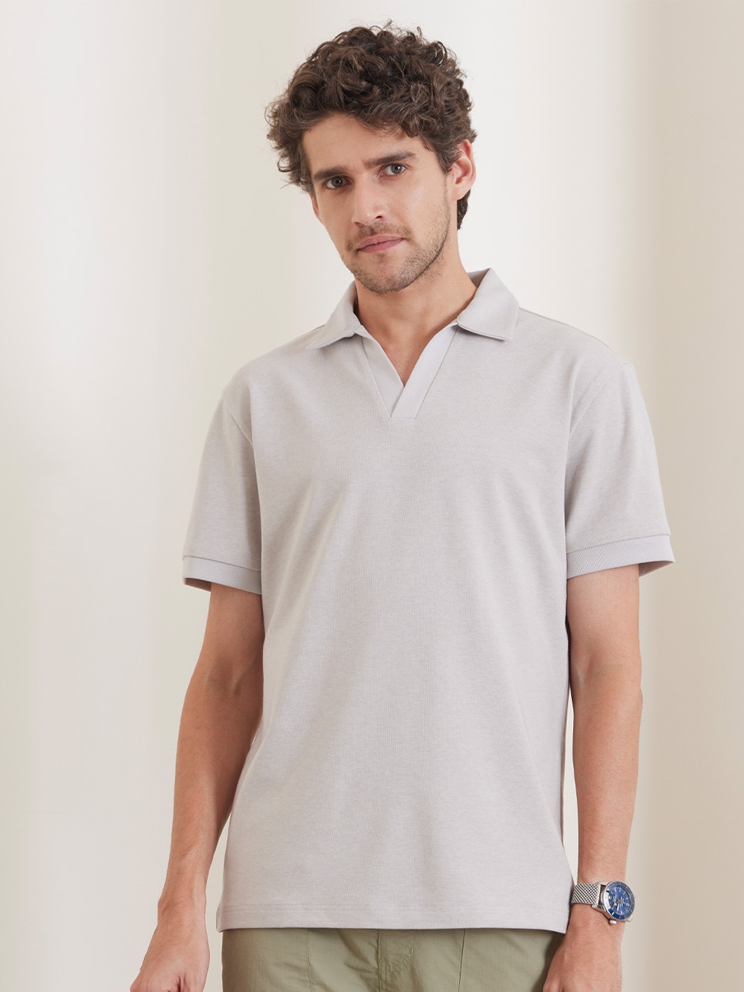 

Bombay Shirt Company Men Solid Polo Collar T-shirt, Grey