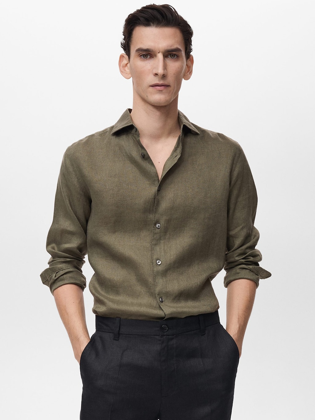 

MANGO MAN Slim Fit Casual Shirt, Olive