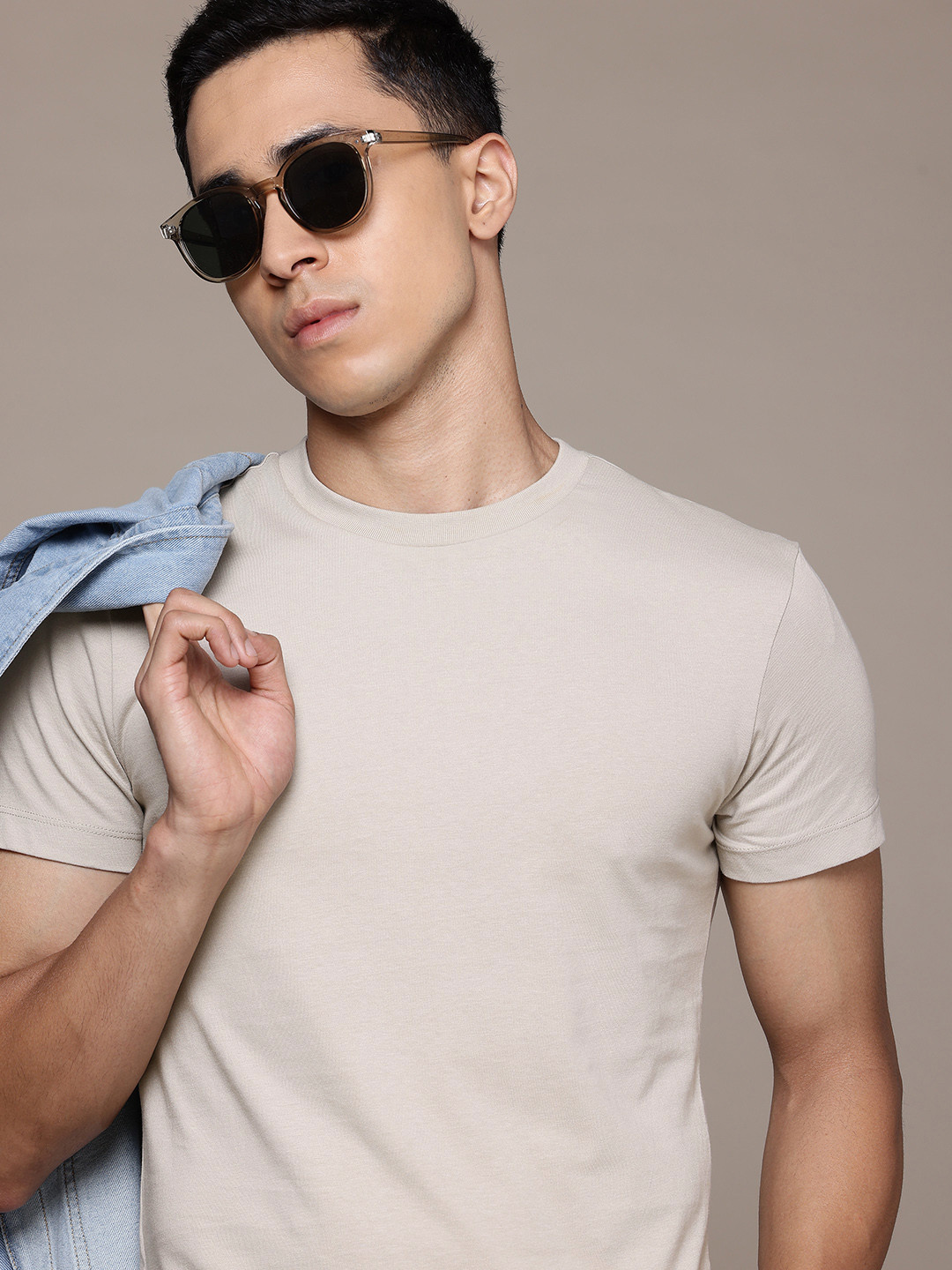 

MANGO MAN Pure Cotton T-shirt, Beige