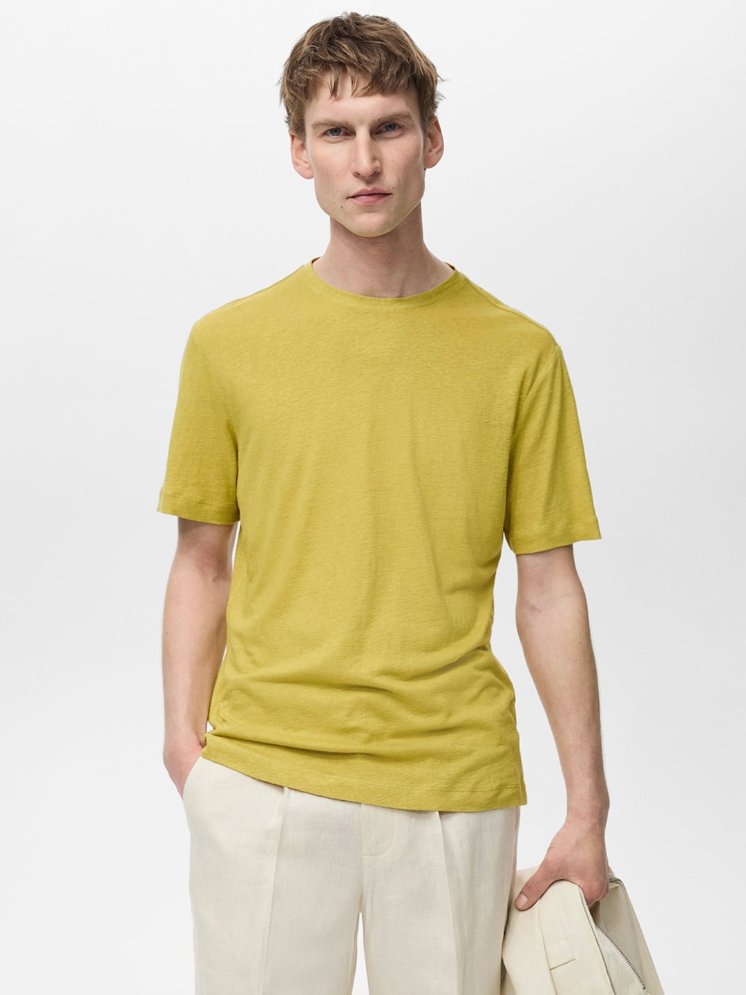 

MANGO MAN Slim Fit T-shirt, Mustard