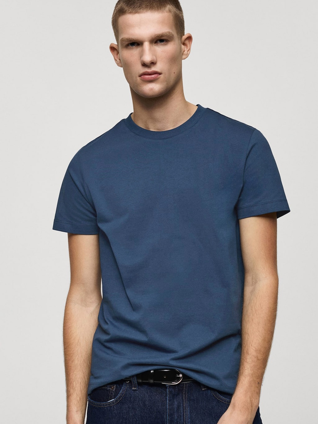 

MANGO MAN Pure Cotton T-shirt, Navy blue