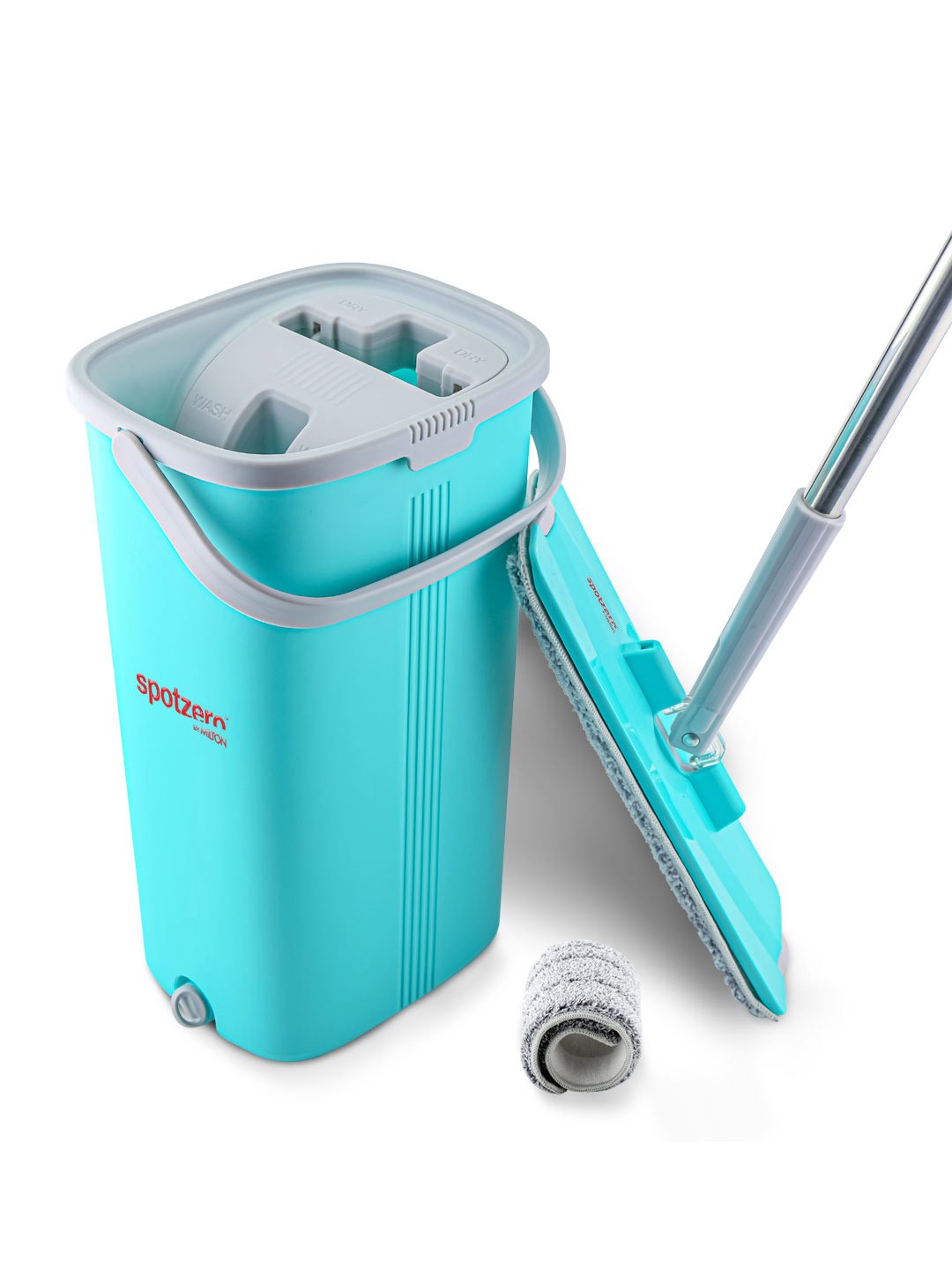 

SPOTZERO by MILTON Green Flat Squeeze Mop with Bucket Pocha with 2 Reusable Pads Clean-5L