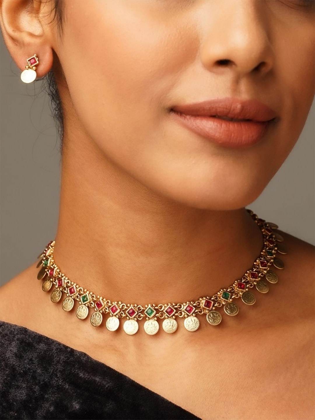 

ABDESIGNS Gold Plated Coin Choker Jewellery Set