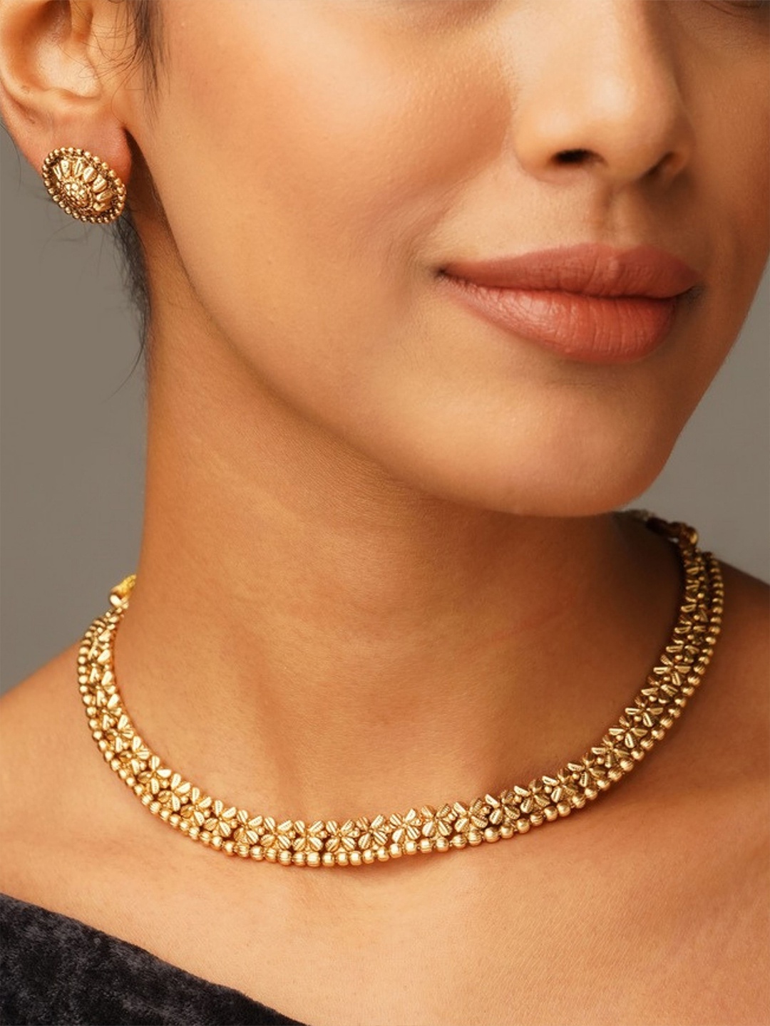

ABDESIGNS Sophisticated Gold Plated Temple Jewellery Set