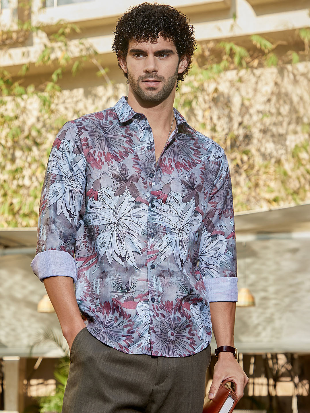 

Campus Sutra Men Comfort Opaque Printed Casual Shirt, Grey