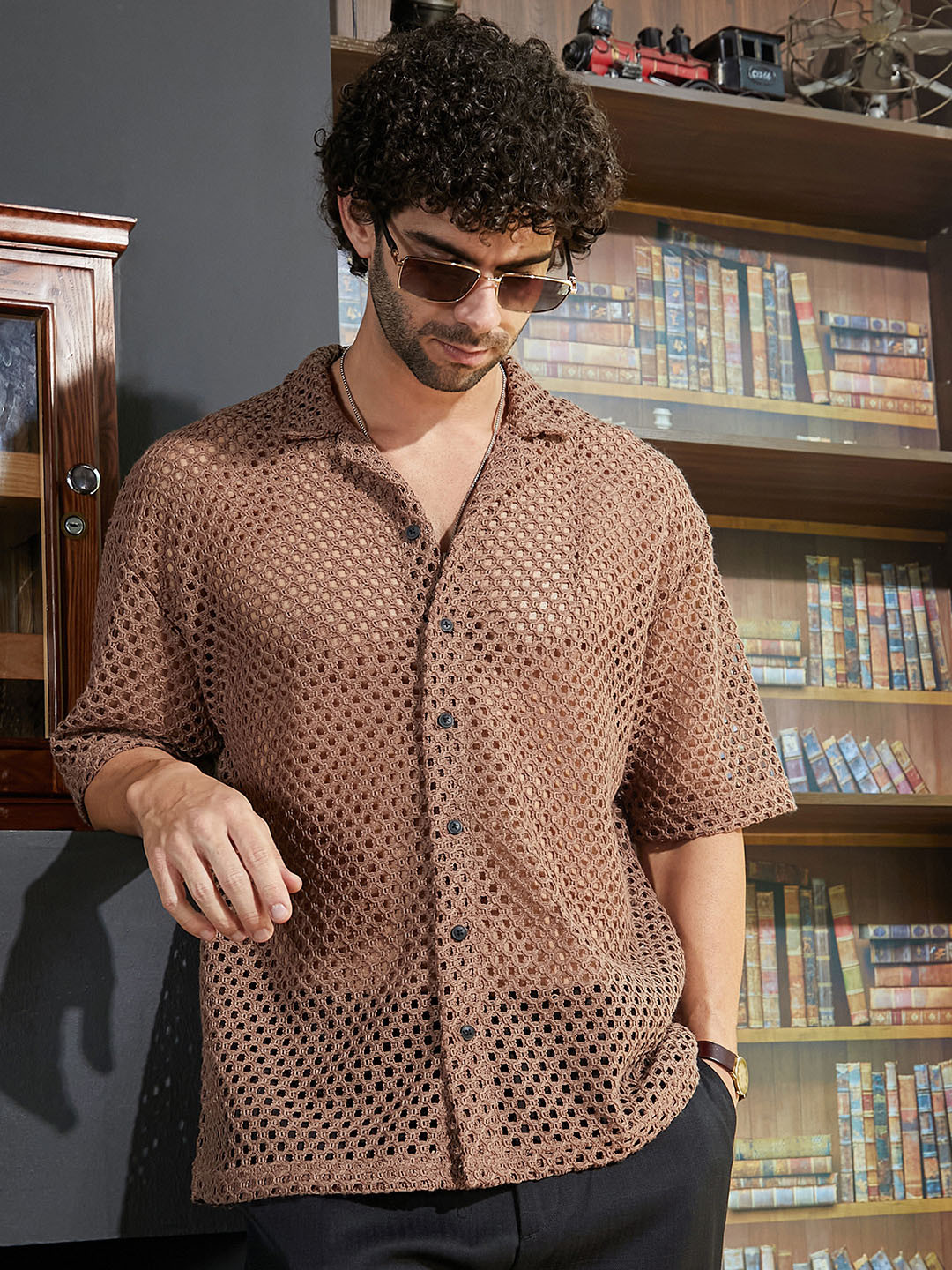 

Campus Sutra Men Comfort Opaque Printed Casual Shirt, Brown