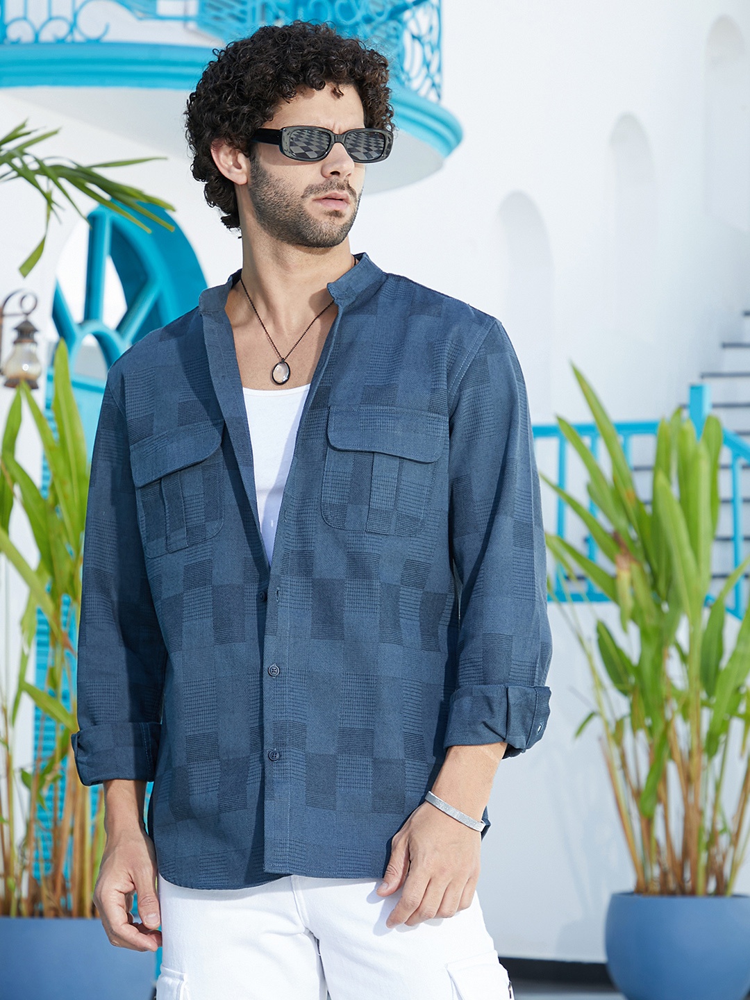 

Campus Sutra Men Comfort Opaque Printed Casual Shirt, Blue