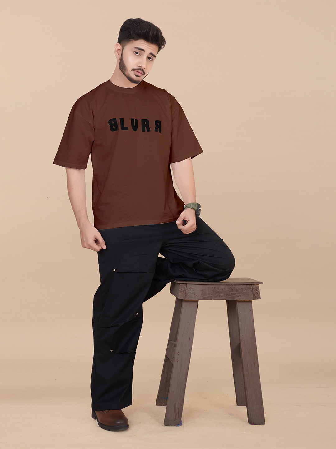 

Moda Rapido Men Printed Pockets T-shirt, Coffee brown