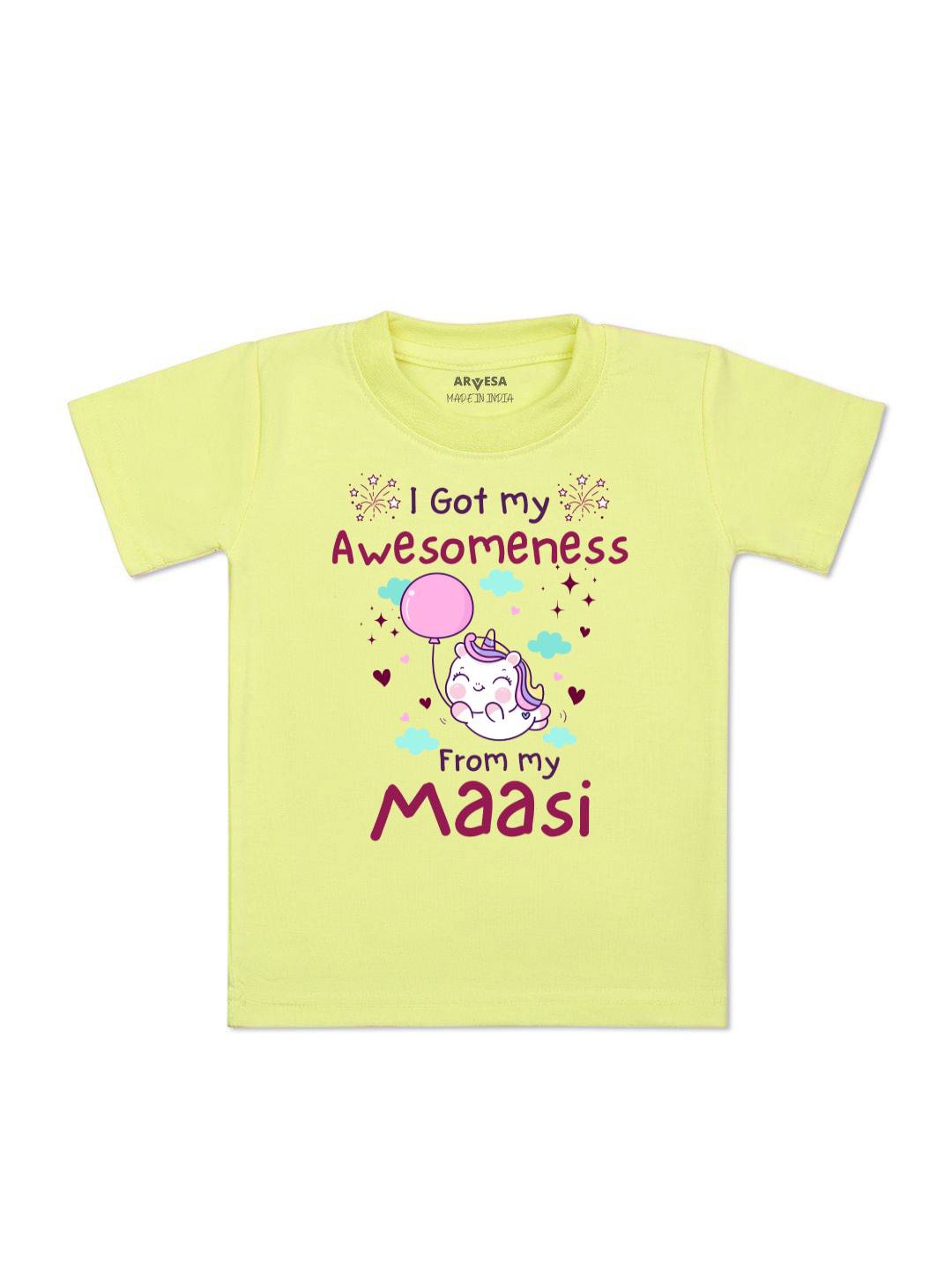 

Arvesa Kids I Got Awesomeness From Maasi Printed Tshirt, Yellow