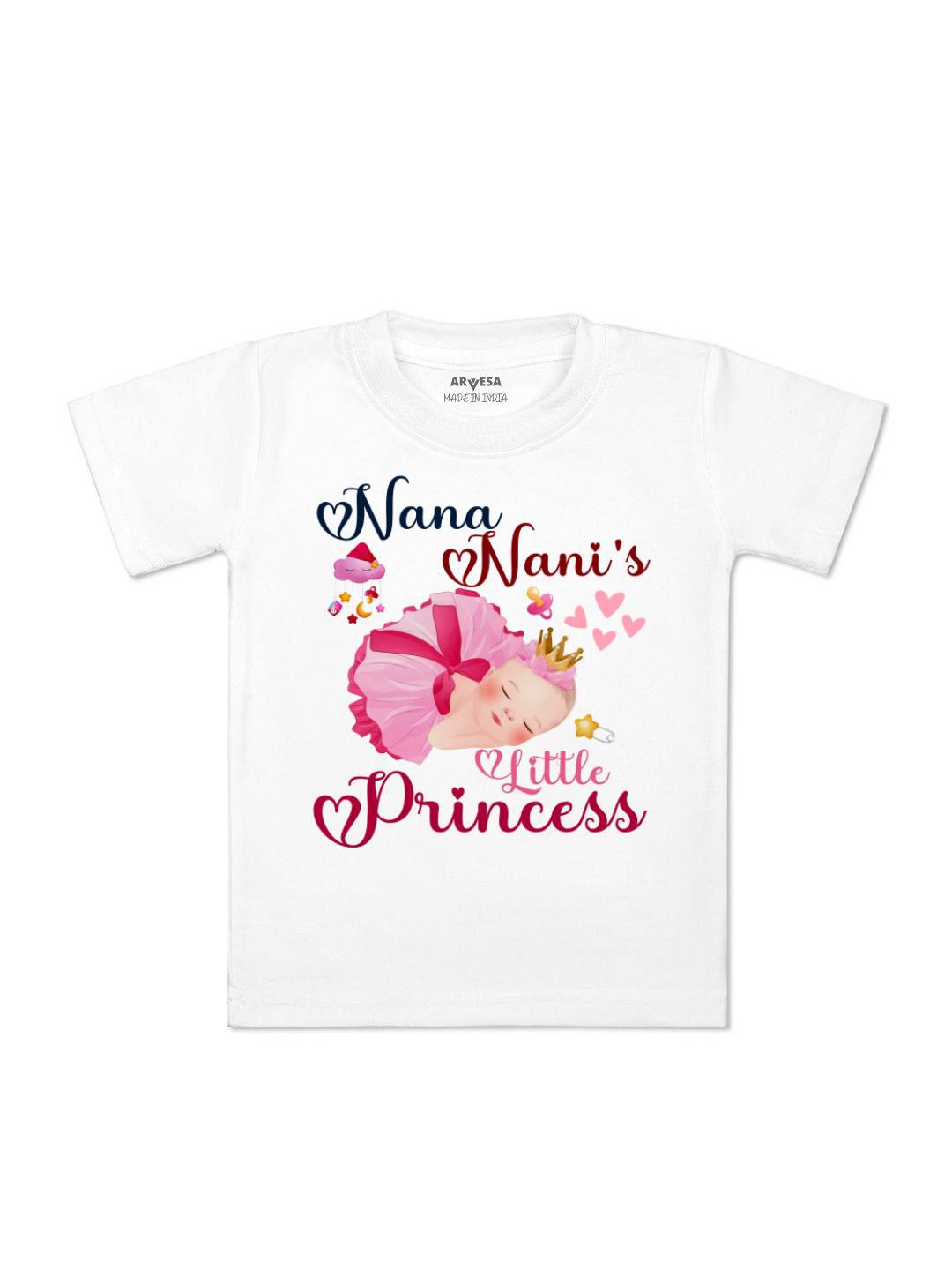 

Arvesa Kids Nana Nani Little Princess Printed Tshirt, White