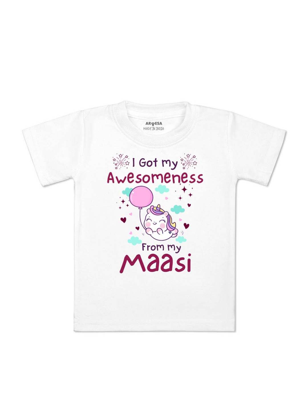 

Arvesa Kids I Got Awesomeness From Maasi Printed Tshirt, White