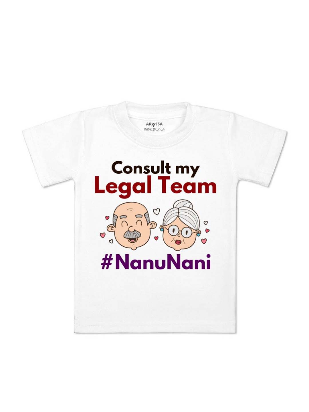 

Arvesa Kids Consult My Legal Team Nanu Nani Printed Tshirt, White
