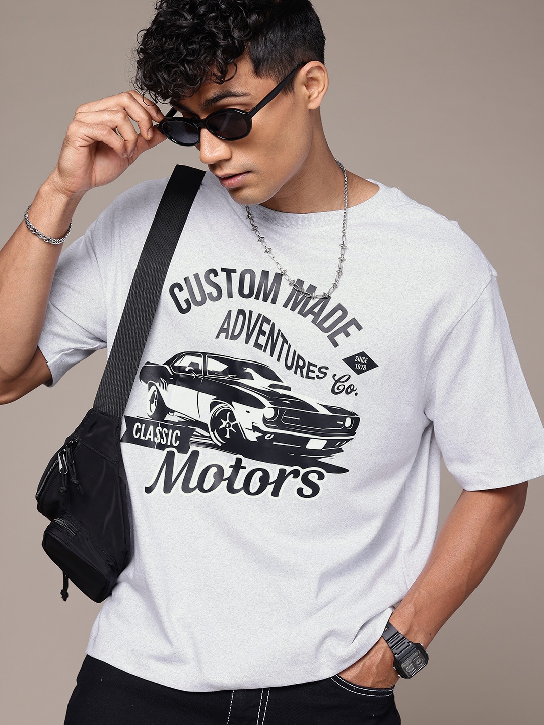 

R.Code by The Roadster Life Co. Graphic Printed Relaxed Fit T-shirt, Off white