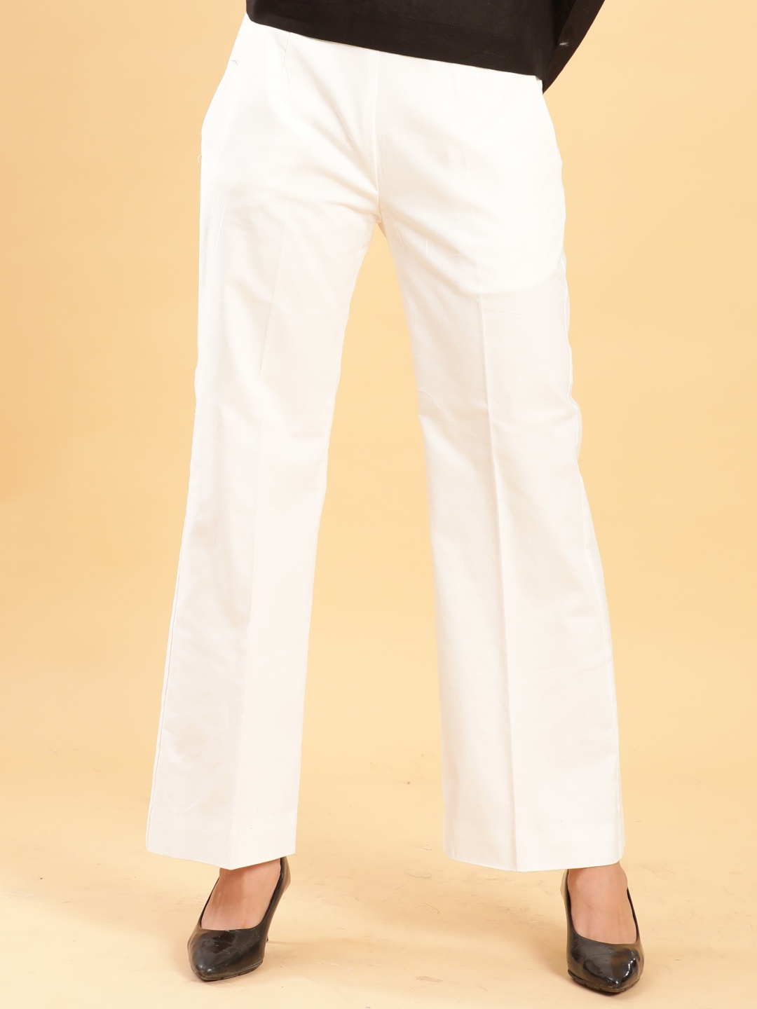

BohoJazz Retro Modern Style Linen Bell Bottom, White
