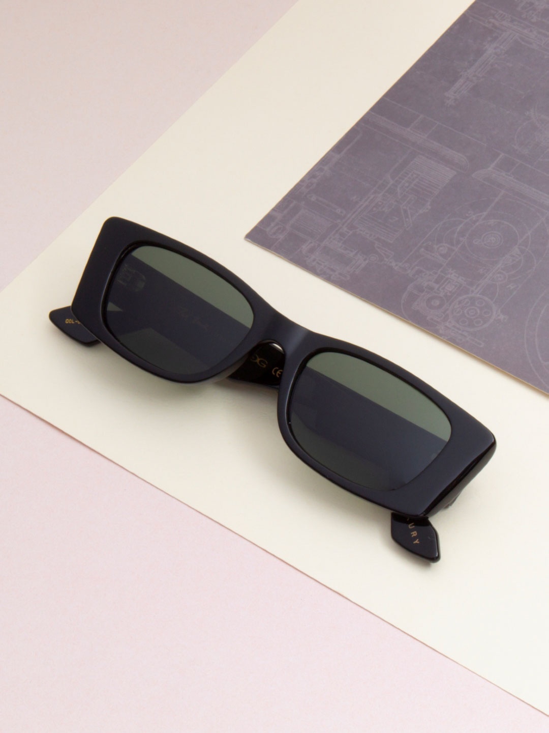 

Ted Smith Premium Acetate Unisex Rectangle Sunglasses with Polarised Lens, Green