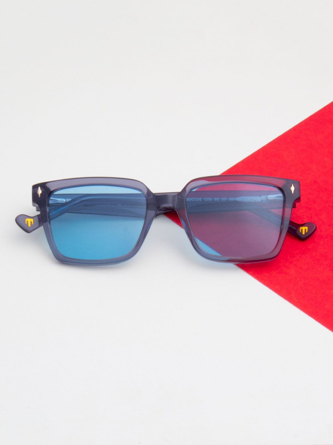 

Ted Smith Premium Acetate Unisex Square Sunglasses with Polarised Lens, Blue