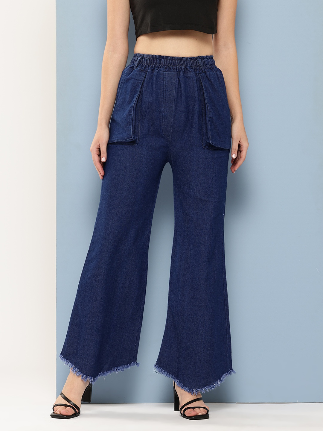 

Aarika Women Frayed Jeans, Navy blue