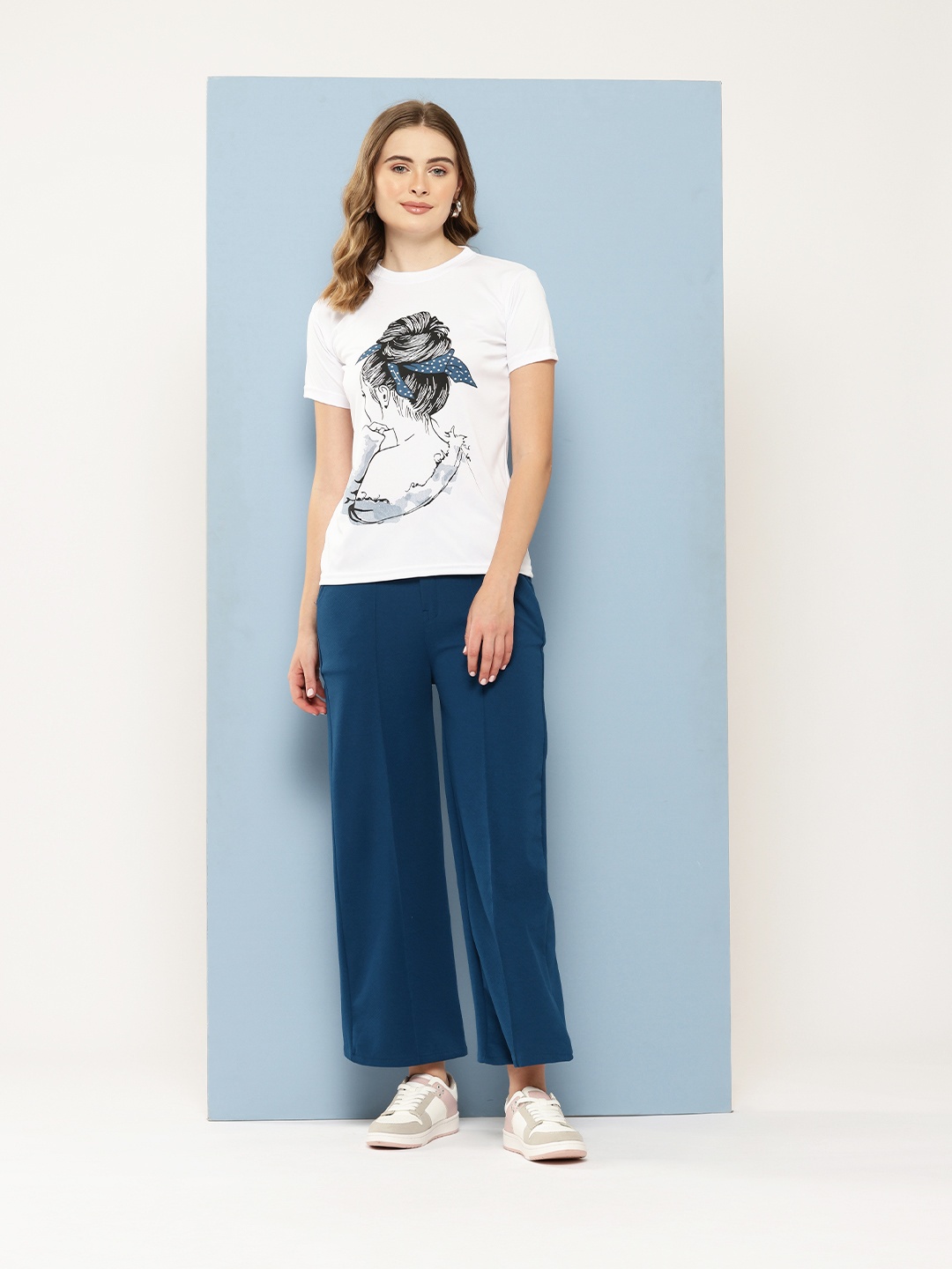 

Aarika Printed Pure Cotton T-shirt with Trousers, White