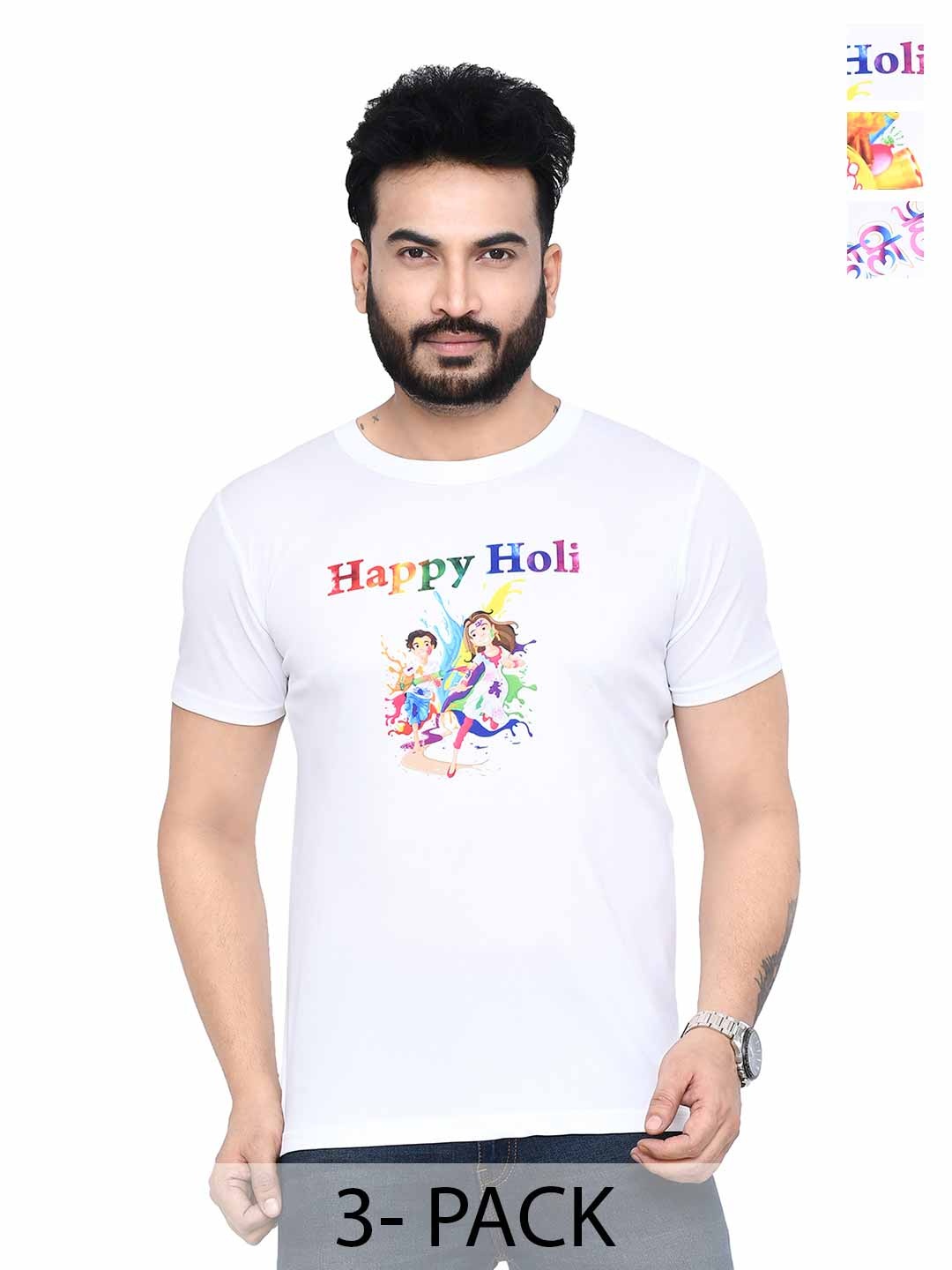 

RAPL Men 3 Printed Applique T-shirt, White