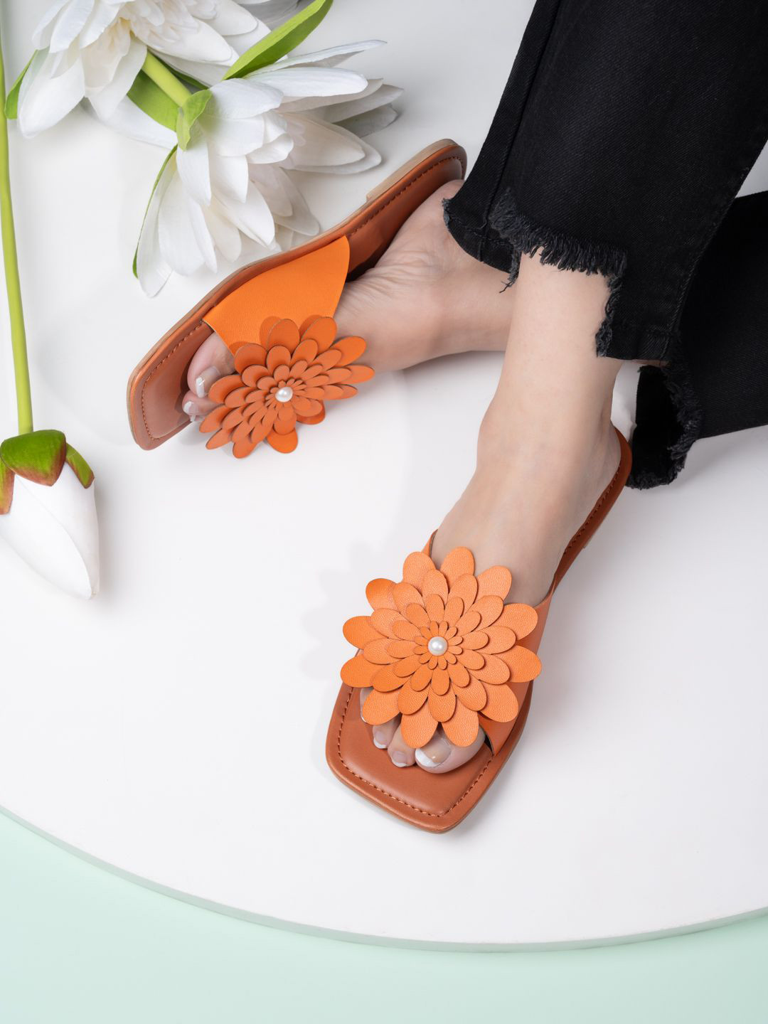 

Hydes N Hues Women One Toe Flats, Orange