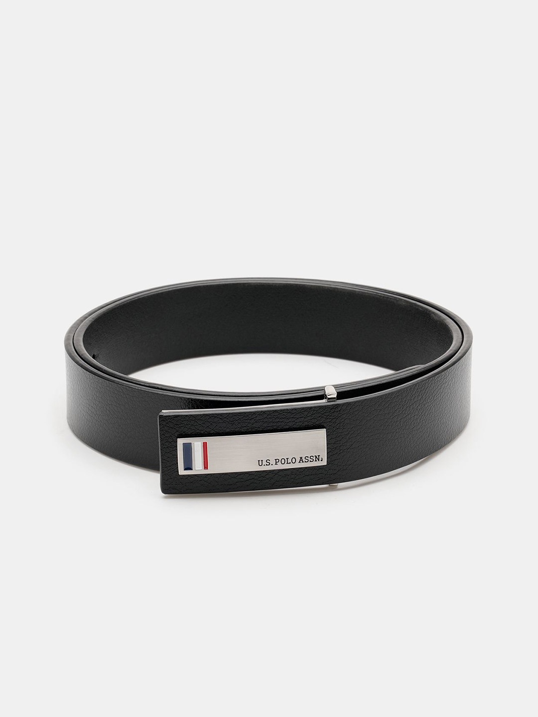 

U.S. Polo Assn. Men Textured Leather Push Pin Slim Belt, Black