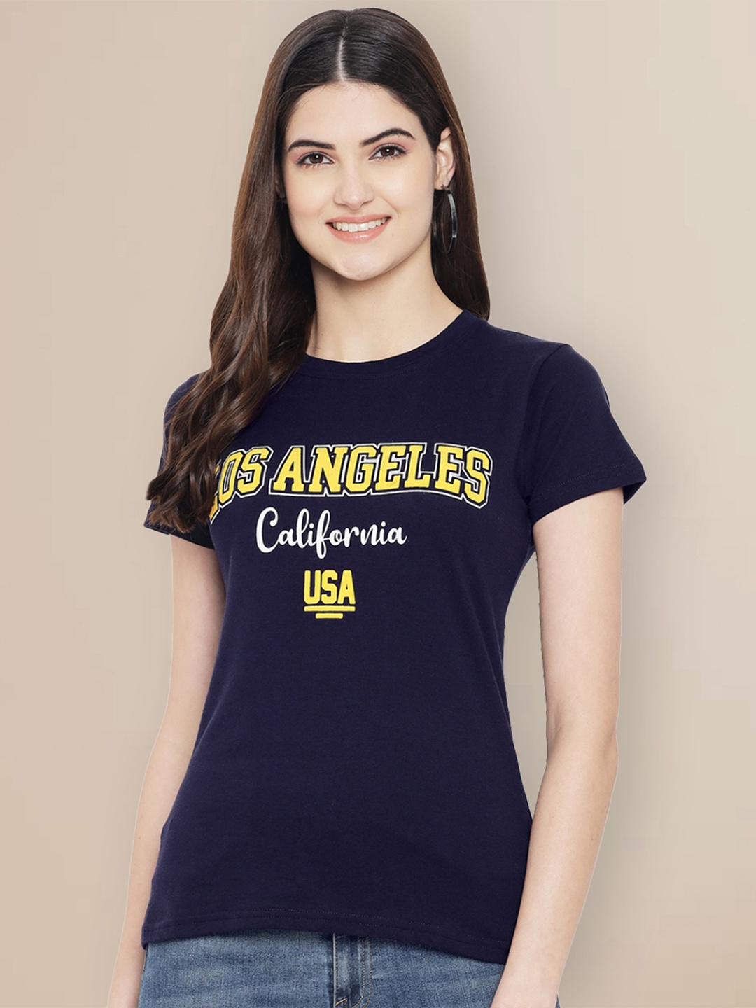 

Metronaut Women Typography Printed T-shirt, Navy blue