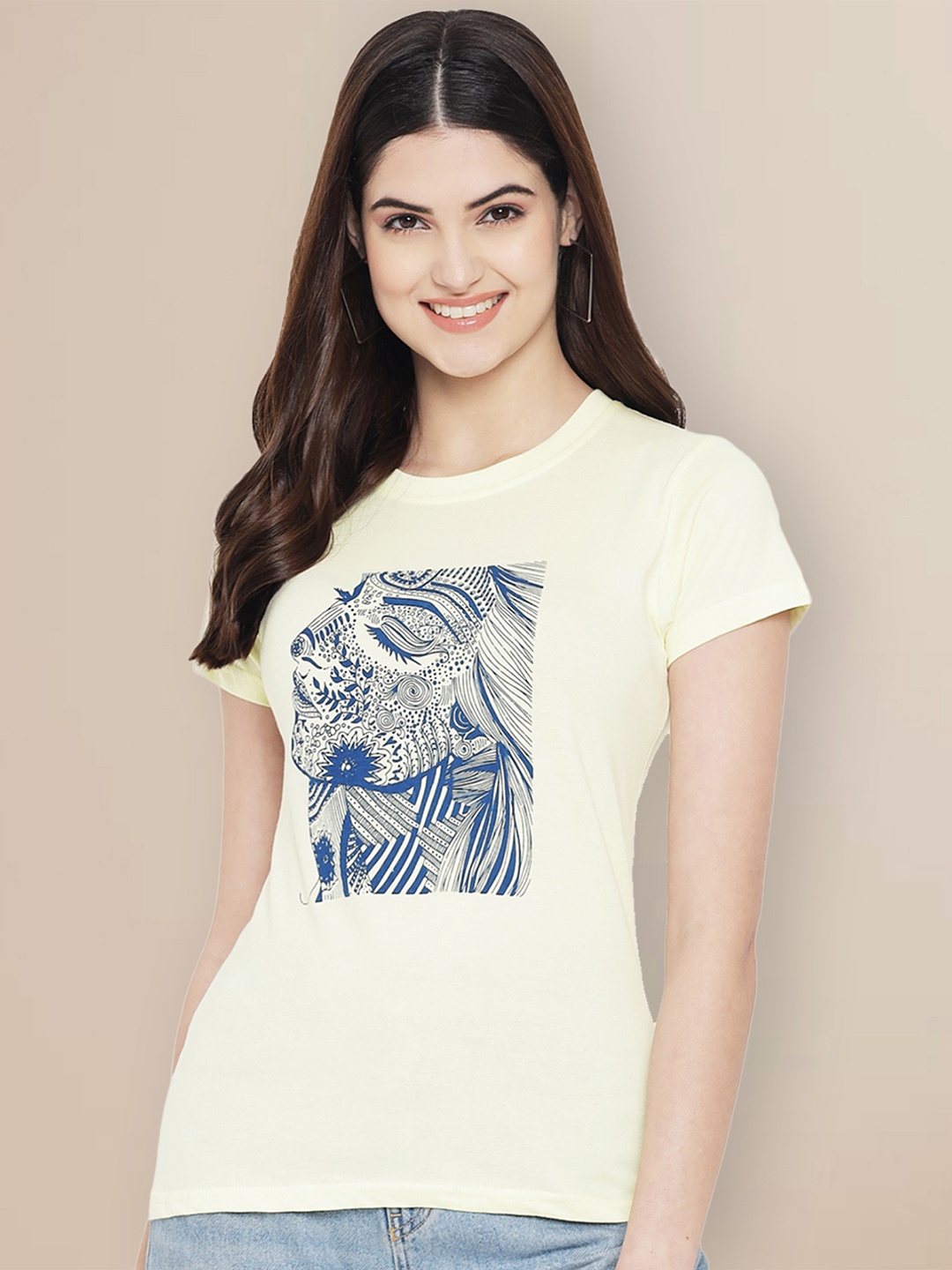 

Metronaut Women Typography Printed T-shirt, Cream