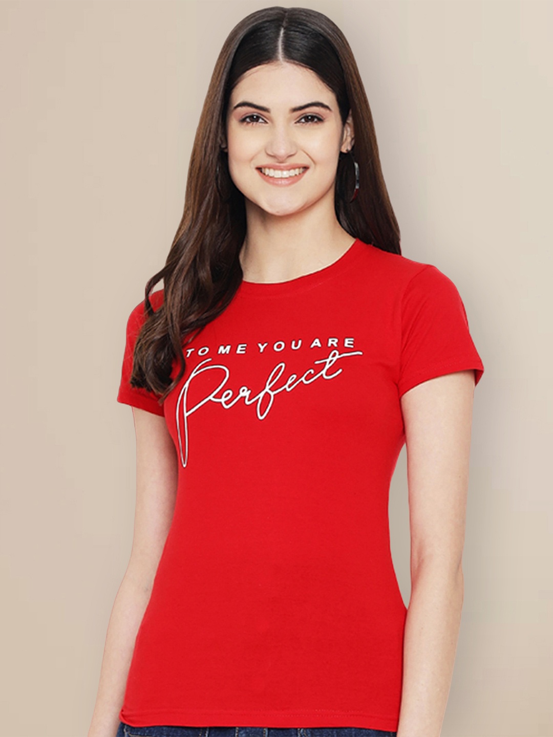 

Metronaut Women Typography Printed T-shirt, Red