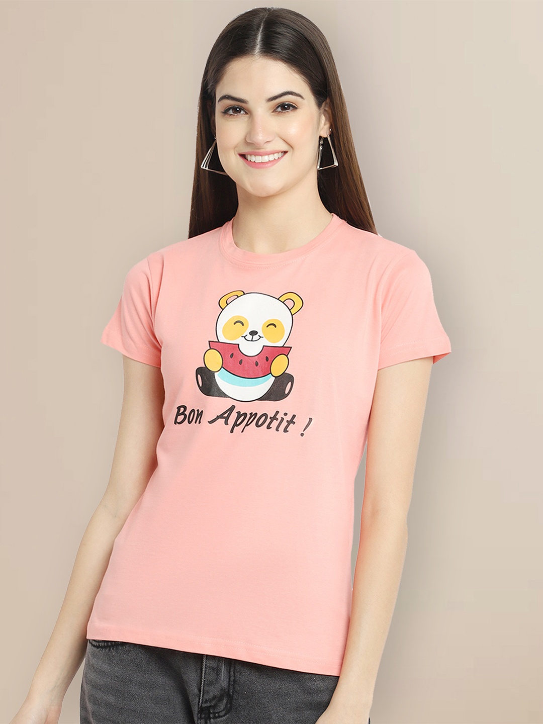 Metronaut Women Typography Printed T-shirt, Pink