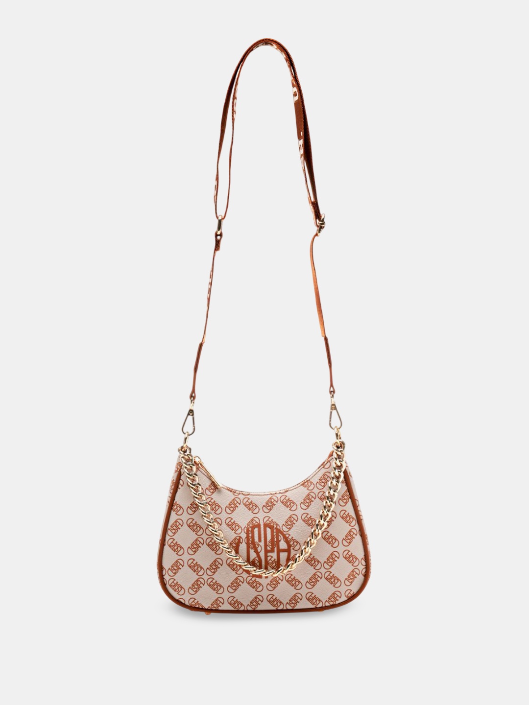 

U.S. Polo Assn. Women Printed PU Structured Shoulder Bag, Off white