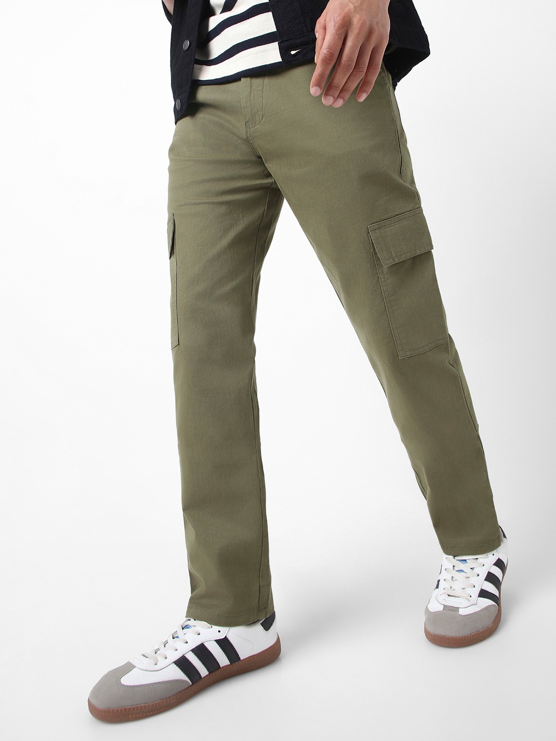 

Urbano Fashion Men Regular Fit Solid Cargo Chino Pant with 6 Pockets Stretchable, Olive