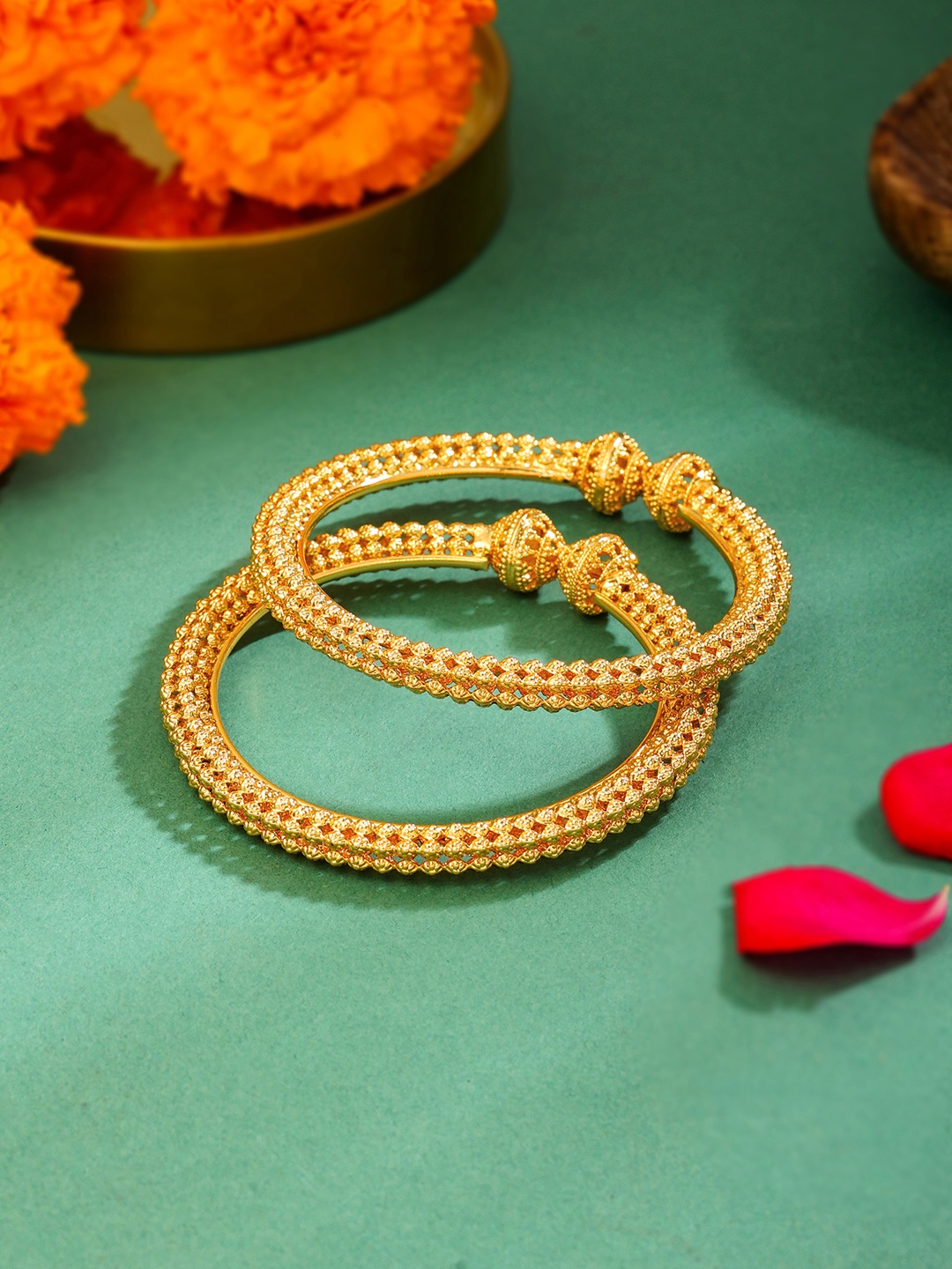 

Yellow Chimes Set Of 2 Gold Plated Bangles