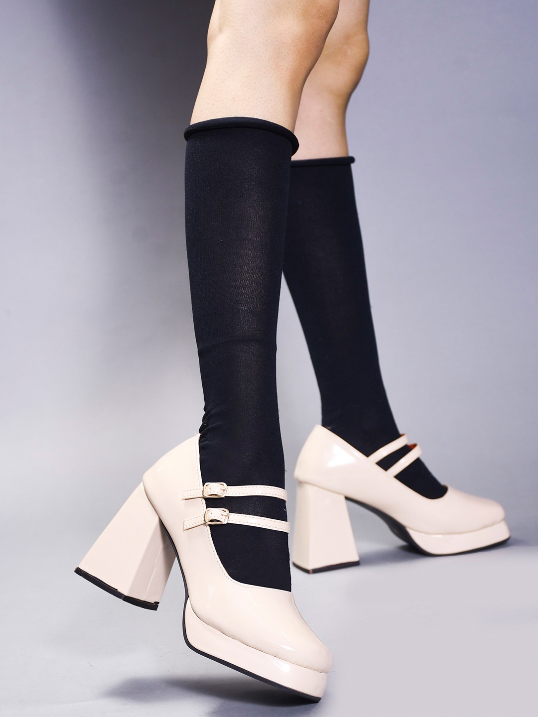

TRYME Party Block Mules, Cream