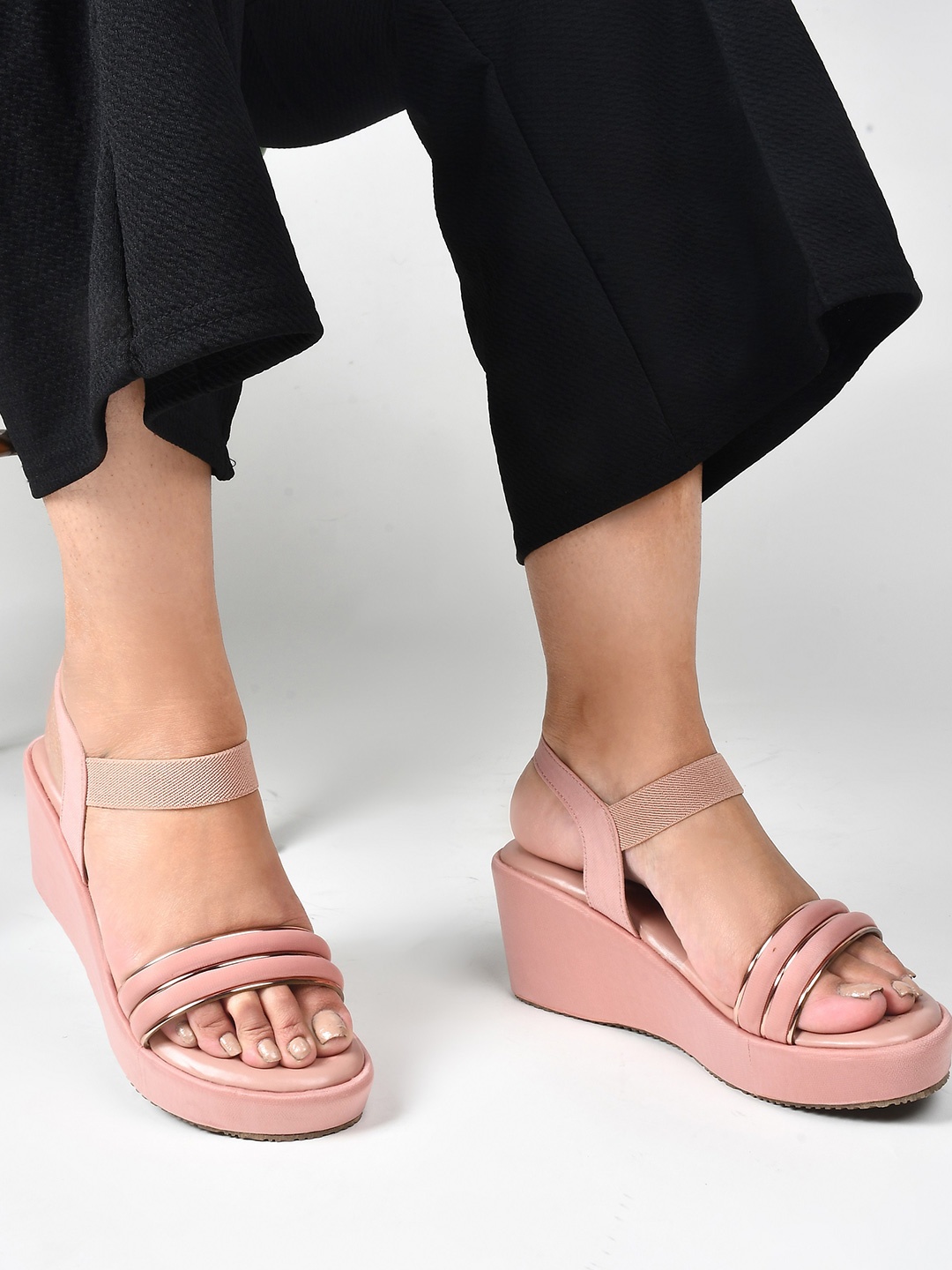 

TRYME Party Wedge Sandals, Pink