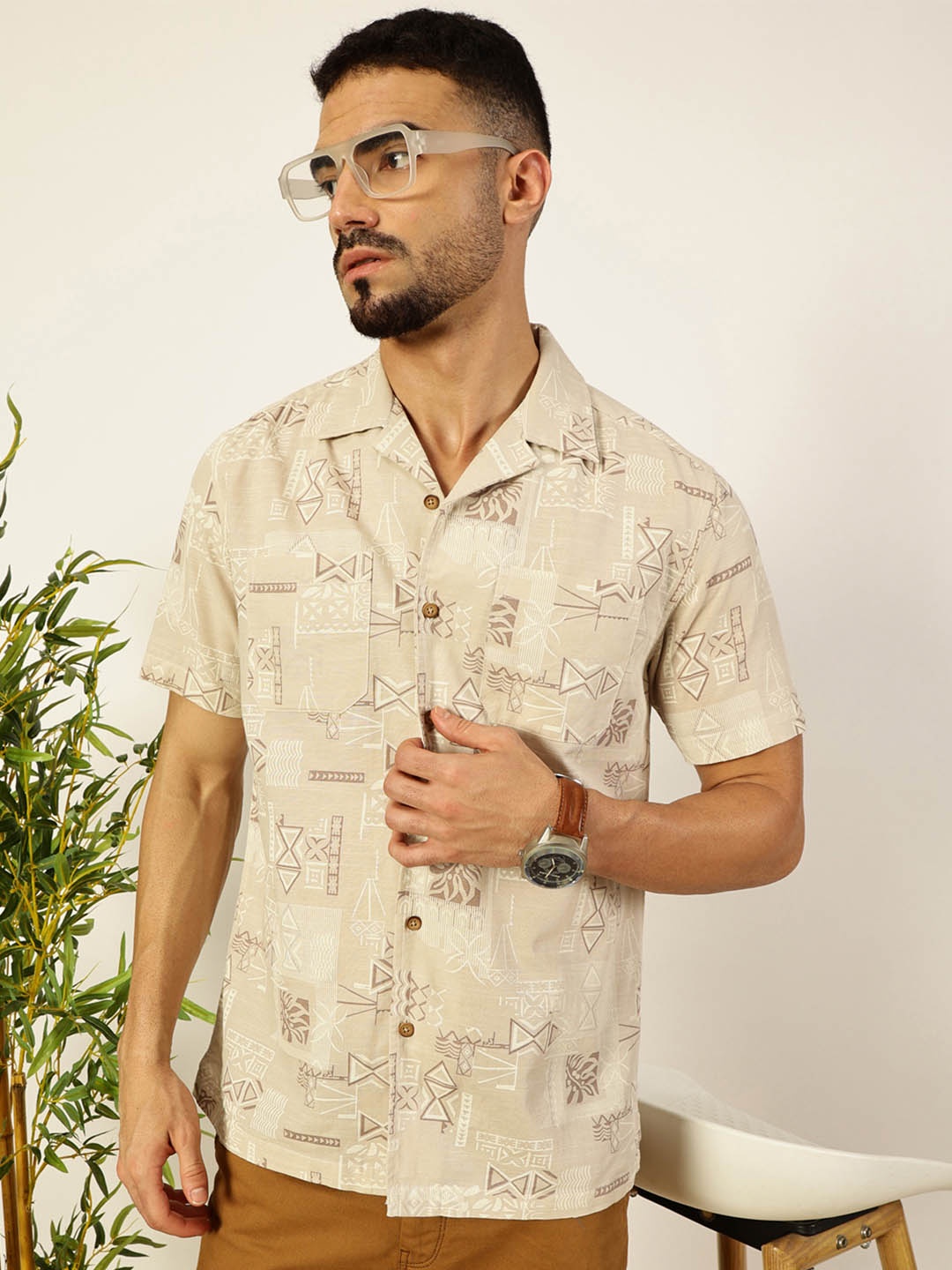 

THE BEETEL HOUSE Men Relaxed Opaque Casual Shirt, Beige