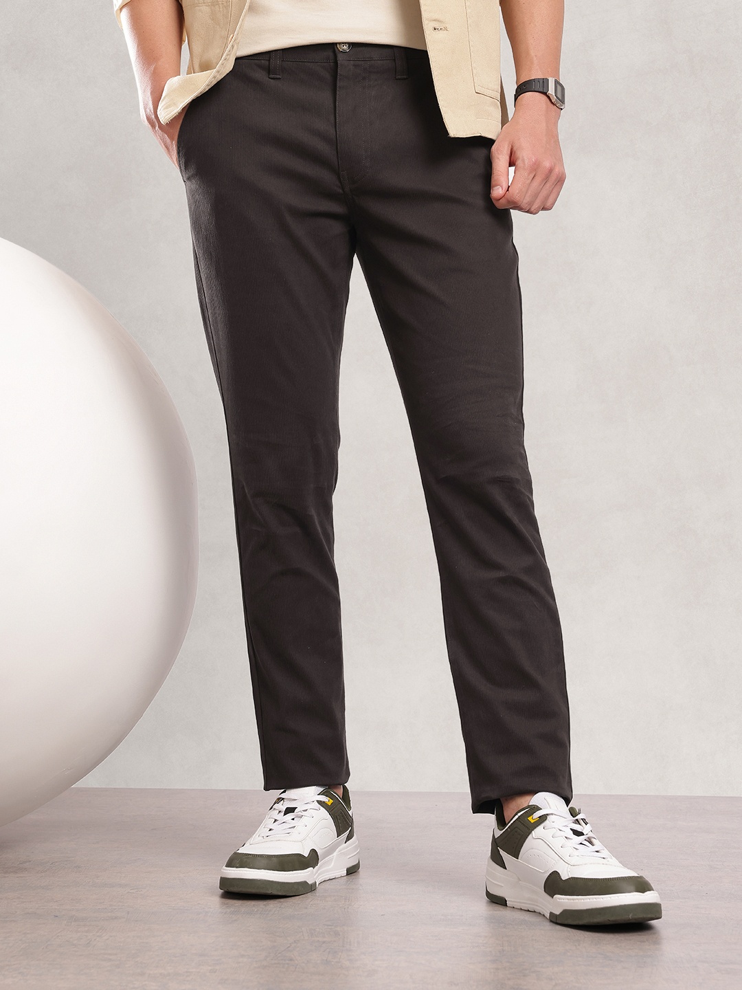 

Nautica Men Smart Slim Fit Chinos Trousers, Brown
