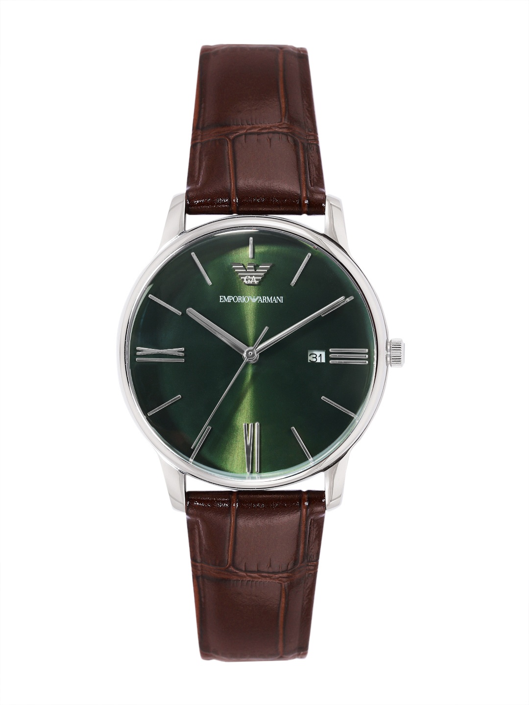 

Emporio Armani Men Leather Analogue Watch AR11672I, Green