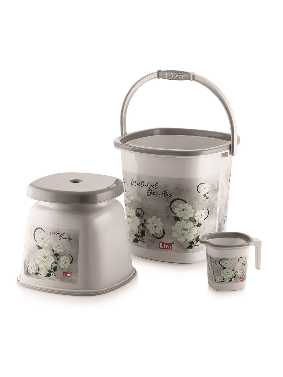 

NABHYA Grey 3 Plastic Bathroom Accessories Set