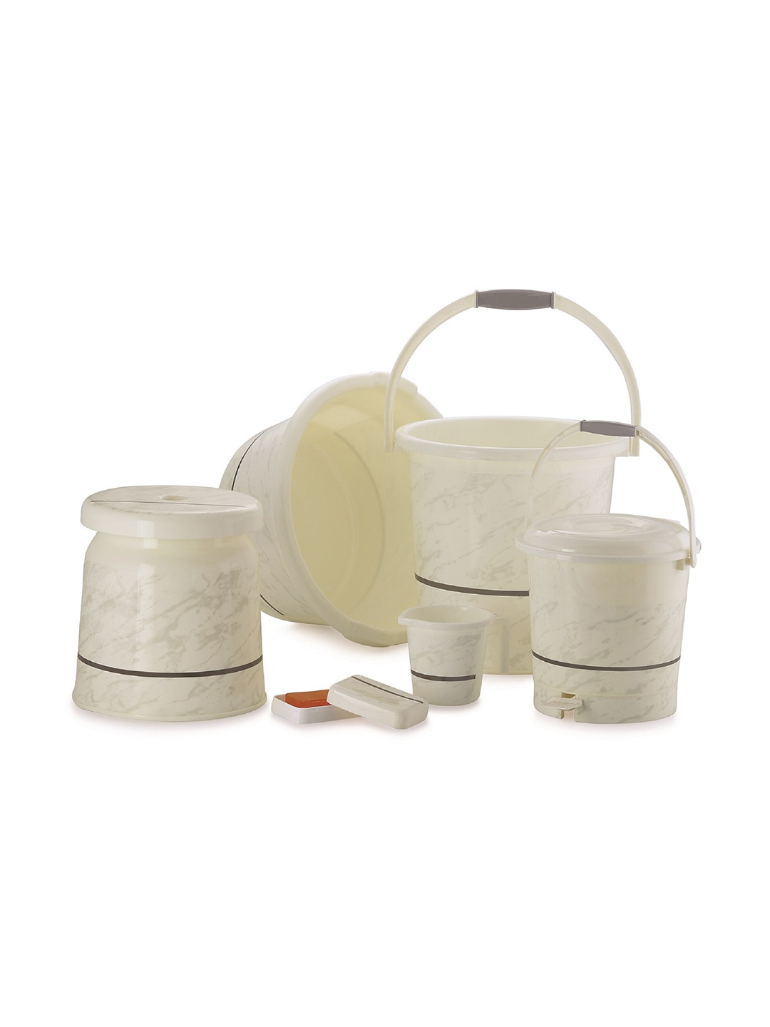 NABHYA White 6 Pieces Plastic Bathroom Accessory Set