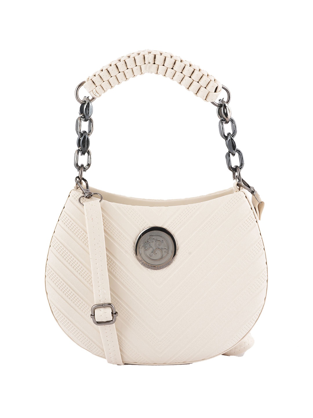 

Flingo Leather Structured Handheld Bag, Off white