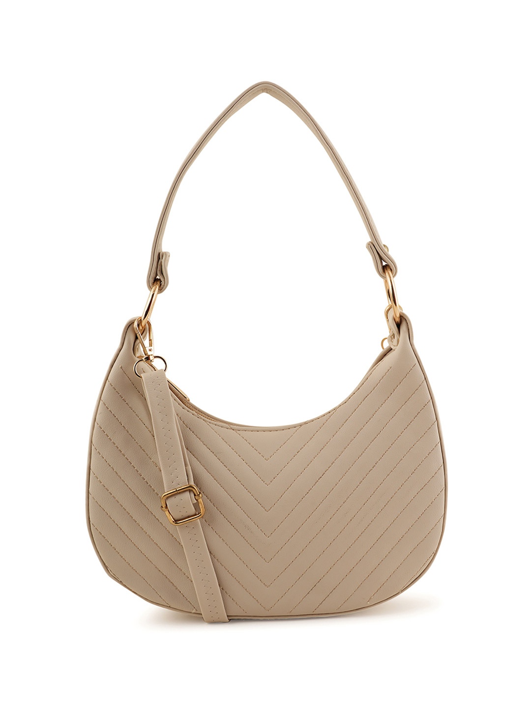 

Flingo Leather Bucket Handheld Bag, Beige