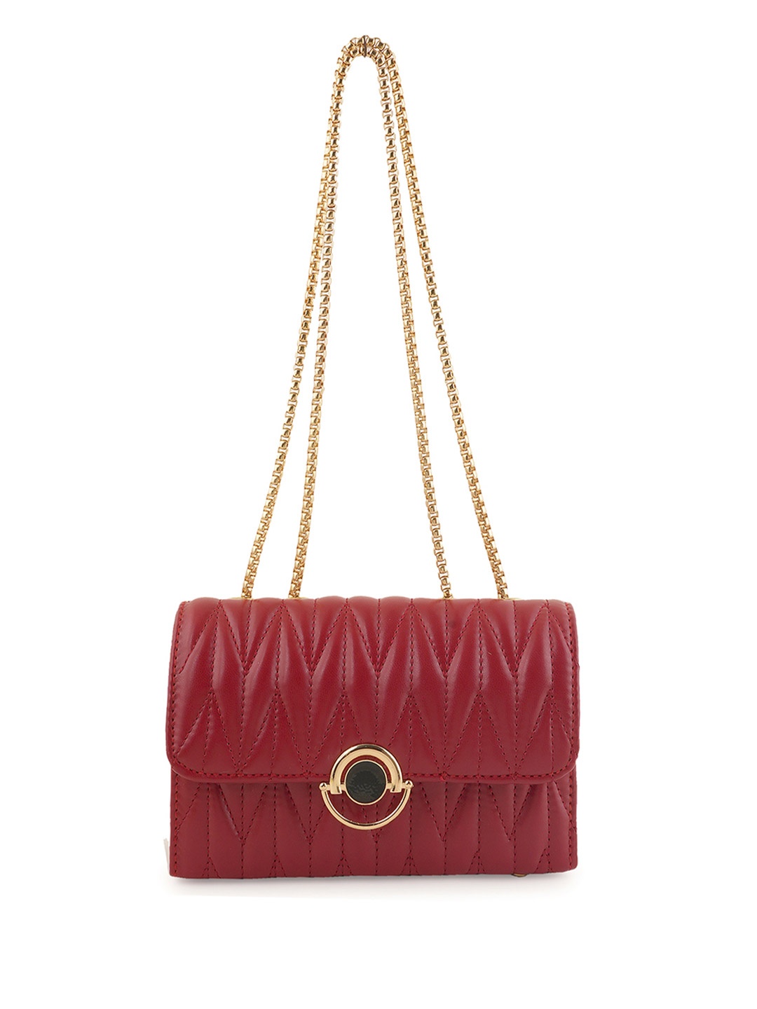 

Flingo Leather Structured Handheld Bag, Red