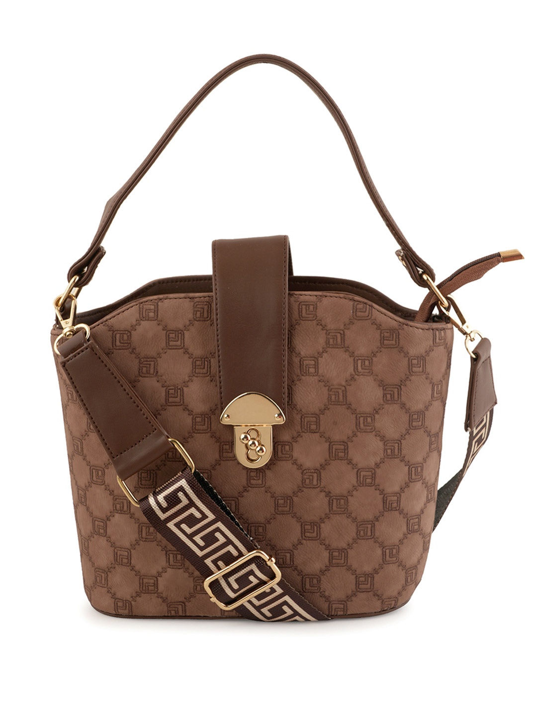 

Flingo Leather Structured Handheld Bag, Brown